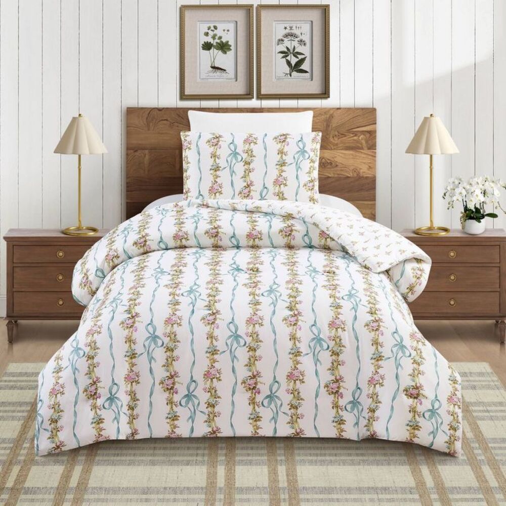 Modern Heirloom -  2pc Twin/Twin XL Bow and Floral Co White